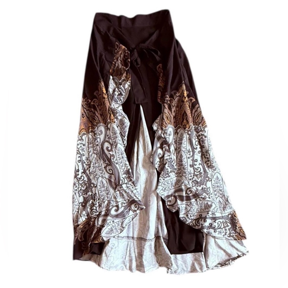 NWT High-Low Palazzo Wrap Skirt/Pants Combo Unique Bohemian S